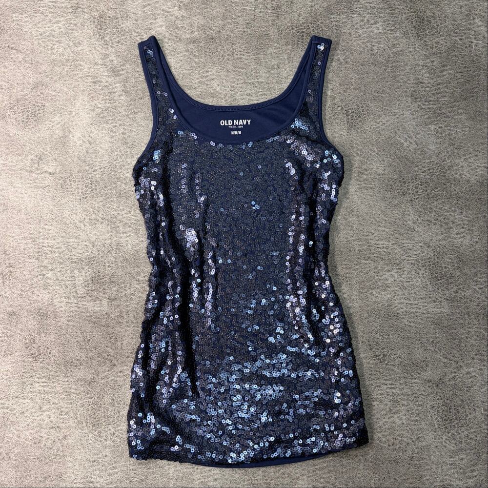 Old Navy Blue Sequin Tank Top